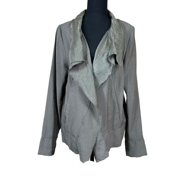 Simply Vera Women's Gray Green Short Jacket Shiny Rayon Fabric Size L - Picture 1 of 6